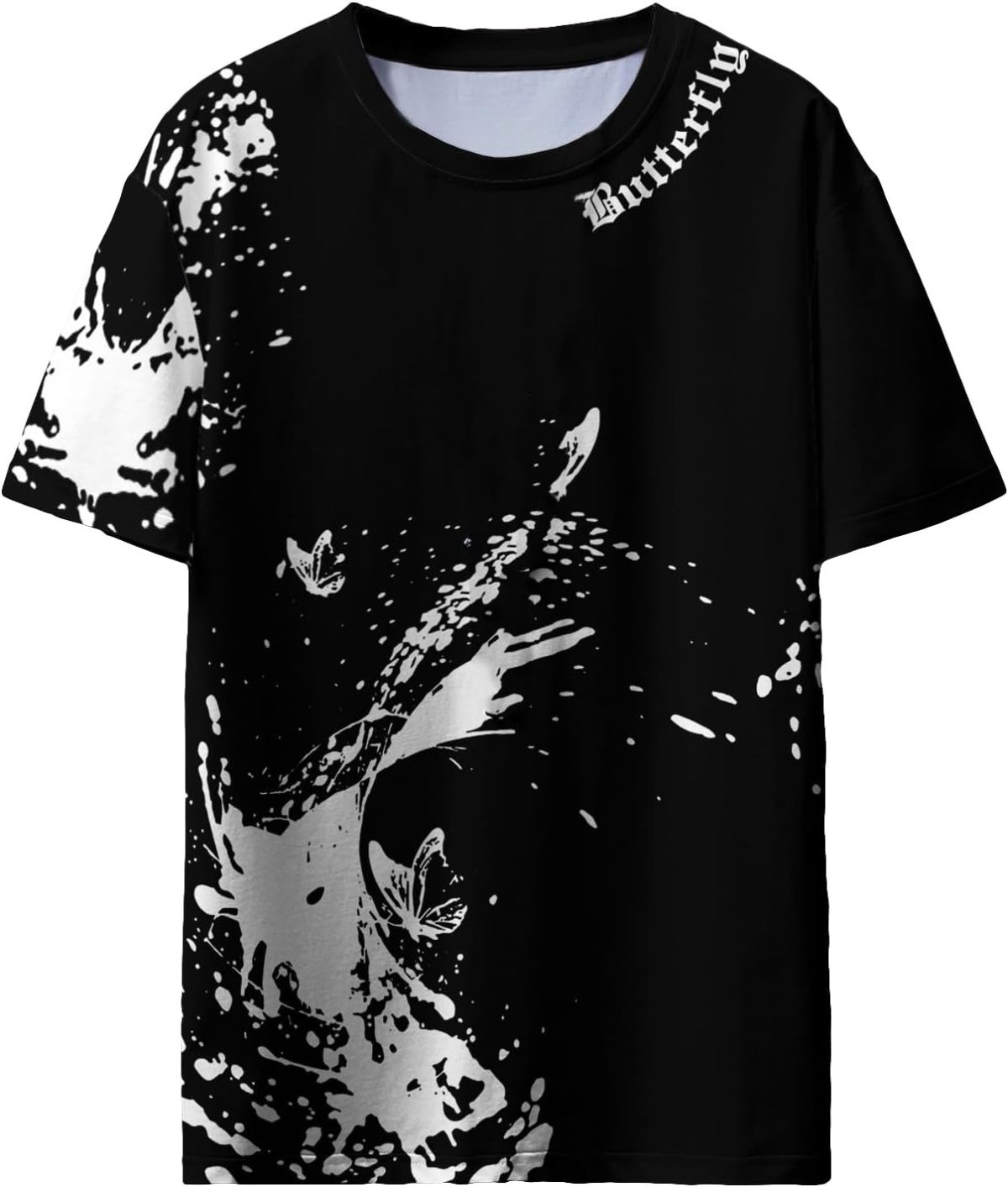 GORGLITTER Men's Letter Graphic Crewneck Short Sleeve Casual Tee Shirt Top