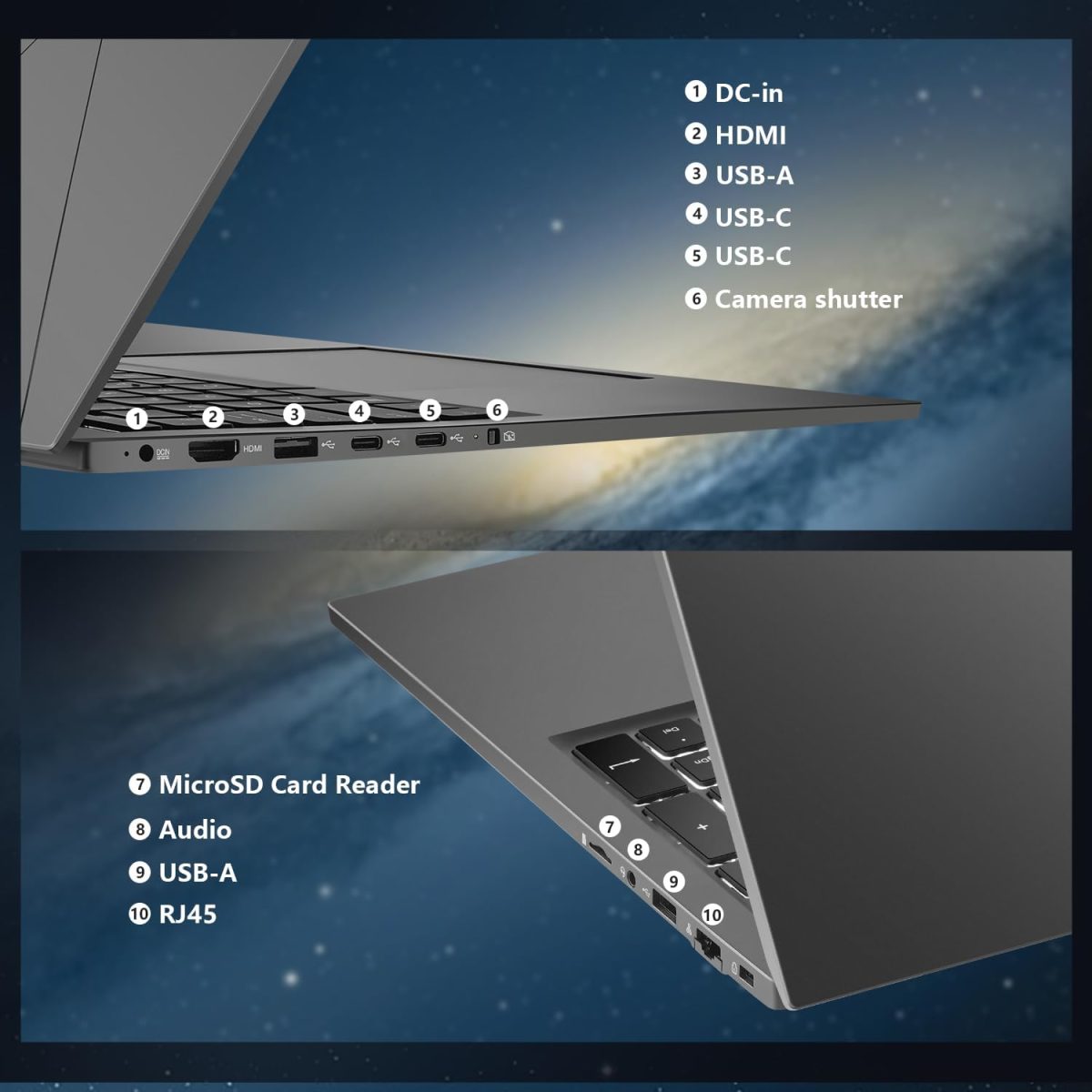 ⁦لابتوب ماشنايك 17.3 انش، معالج انتل، 16GB DDR5 RAM، 1TB SSD، كيبورد باضاءة خلفية، شاشة كبيرة مع معدل تحديث 120Hz، مثالي للعمل والمدرسة والبث المباشر، ويندوز 11 هوم، رمادي عصري⁩ - الصورة ⁦7⁩