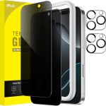 جيتك واقي شاشة للخصوصية لموبايل ايفون 16 برو 6.3 انش مع واقي عدسة الكاميرا، طبقة من الزجاج المقوى المضاد للتجسس، اداة سهلة التركيب، عبوة من قطعتين لكل منها