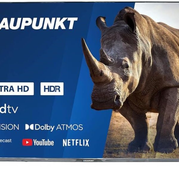 بلاوبنكت تلفزيون ذكي 65 بوصة بدقة 4K UHD بنظام اندرويد ودولبي فيجن دولبي اتموس وبلوتوث -65UB6210D مقاس 122.7×23.7×78 سم، اسود