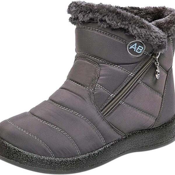 Women Snow Boots Winter, Ladies Solid Ankle Short Boots Waterproof Footwear Warm Shoes