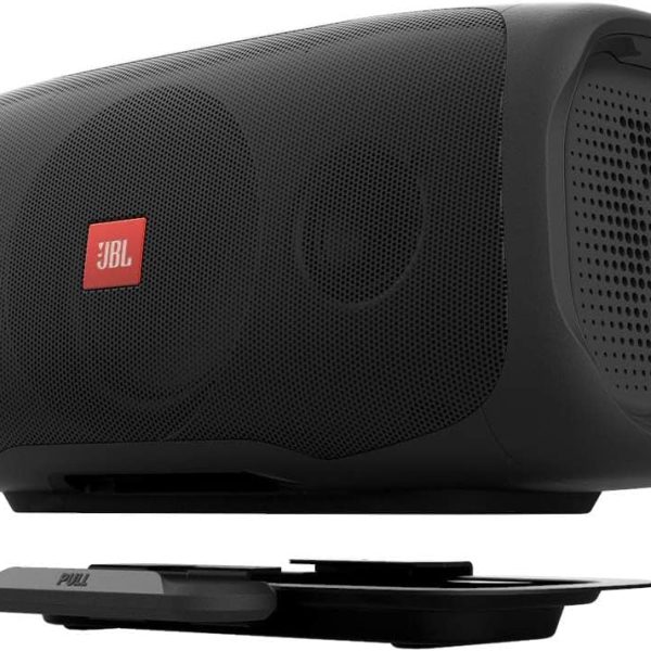 JBL باس برو جو - 2 في 1: مضخم صوت نشط للسيارة ومكبر صوت بلوتوث 200 واط للحفلات في جهاز واحد - يمكن استخدامه في السيارة وبجانبه - اسود