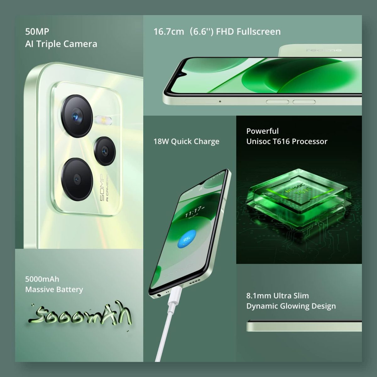 ⁦ريلمي هاتف ذكي C35 ثنائي شرائح الاتصال بذاكرة روم 64GB وذاكرة RAM 4GB (جي اس ام فقط | بدون سي دي ام ايه) هاتف ذكي 4G/LTE غير مغلق من المصنع (اسود متوهج) - اصدار عالمي⁩ - الصورة ⁦4⁩