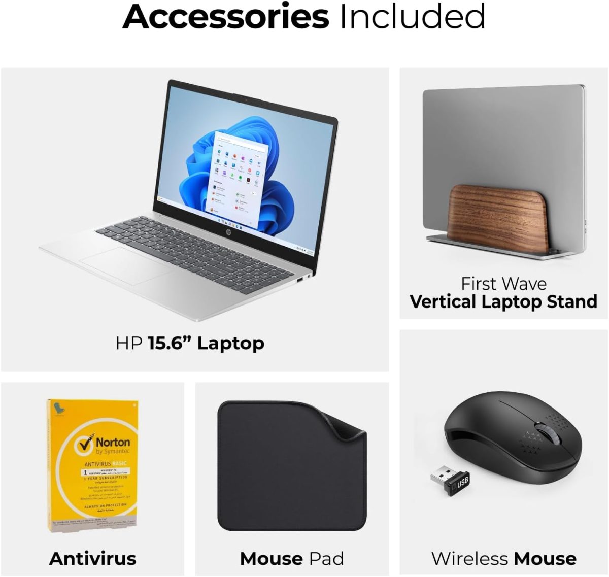 ⁦HP لابتوب للاعمال بشاشة 15.6 انش ومعالج انتل i7-1355U الجيل 13 وبطاقة عرض مرئي ايريس اكس وذاكرة RAM DDR4 40GB وSSD 1TB وويندوز 11 برو وكاميرا ويب HD 720p (يتضمن حامل لابتوب الموجة الاولى + ماوس + مضاد⁩ - الصورة ⁦2⁩