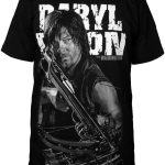 Fuman Walking Dead Daryl Dixon T-Shirt Black Cotton Short Sleeve