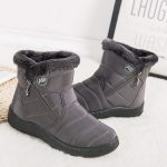 ⁦Women Snow Boots Winter, Ladies Solid Ankle Short Boots Waterproof Footwear Warm Shoes⁩ - الصورة ⁦5⁩