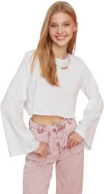 ترنديول تي شيرت فضفاض قصير محبوك للنساء