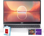 ايسر لابتوب اسباير 3 بشاشة 15.6 انش FHD (1920×1080) ومعالج AMD راديون ثماني النواة AMD رايزن 7-5700U وذاكرة RAM 32GB وSSD 1TB (512GB PCIe SSD مع اتش بي P500 512GB SSD محمول) منفذ ايثرنت وويندوز 11 برو