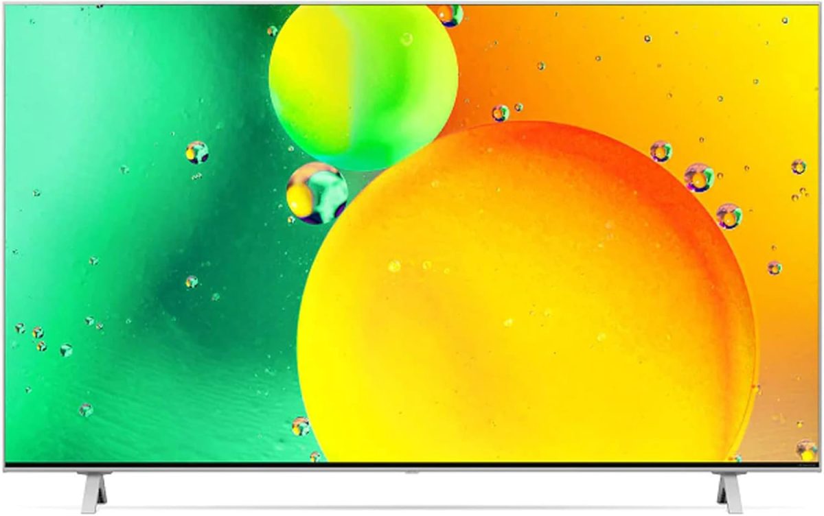 ⁦LG تلفزيون نانو سيل 65 بوصة من سلسلة نانو 77 بتصميم شاشة سينما 4 كيه اكتيف HDR ويب او اس 22 مع ضمان ثينك كيو بالذكاء الاصطناعي لمدة عام، اسود، 65NANO776QA-AMAG⁩ - الصورة ⁦2⁩