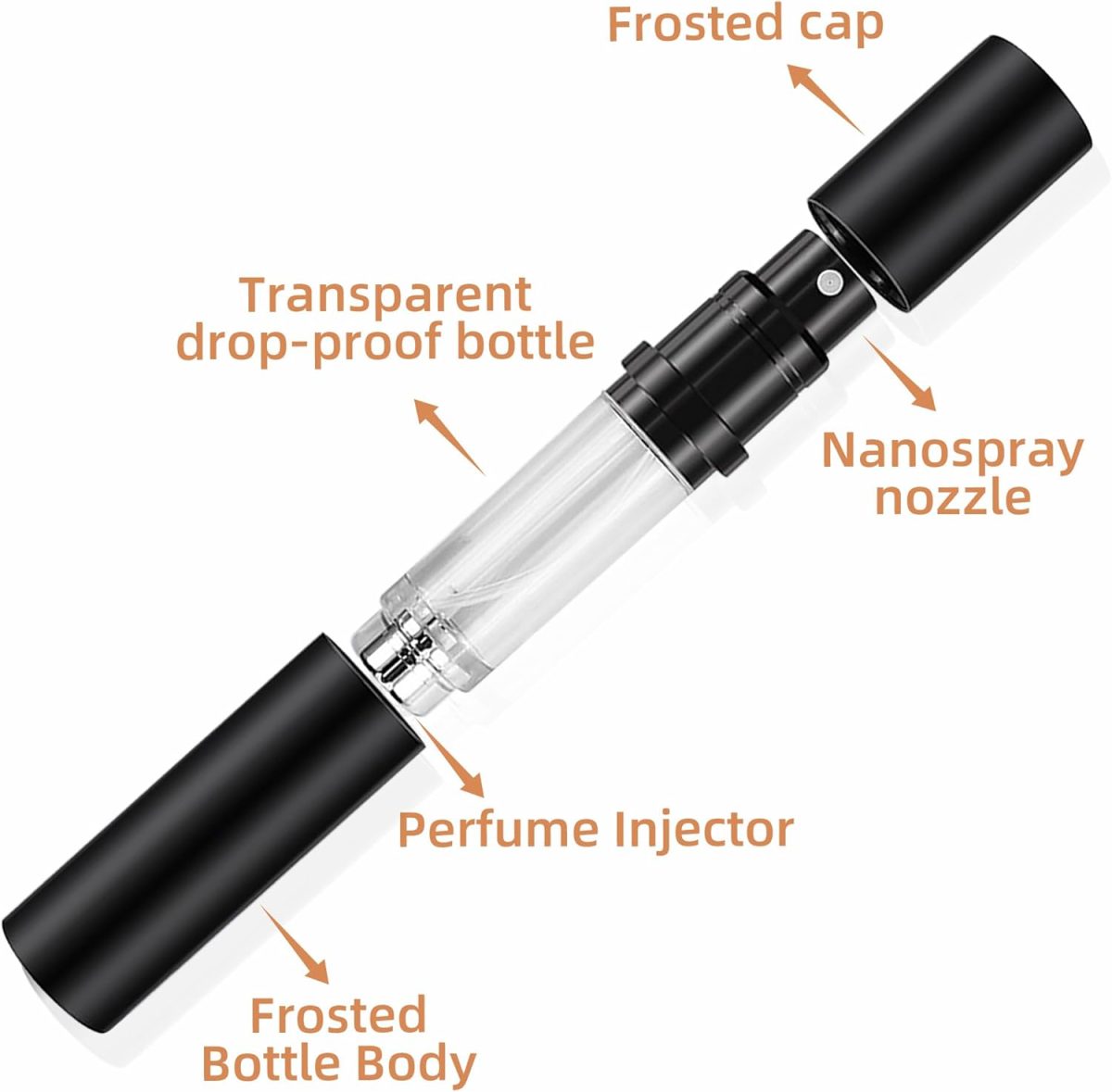 ⁦بخاخ عطر AA01BK من مويلساي، زجاجة عطر قابلة لاعادة الملء بسعة 0.34 اونصة، موزع كولونيا محمول للجيب مناسب للسفر والعطلات واعياد الميلاد والذكرى السنوية (اسود 10 مل)⁩ - الصورة ⁦3⁩