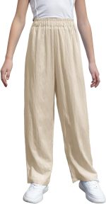 ⁦سانجتري بنطلون واسع الساق للبنات والنساء خفيف الوزن كاجوال مرن عالي الخصر بقصة ساق مستقيمة، مناسب لعمر 4 سنوات - للنساء مقاس 2XL⁩ - الصورة ⁦2⁩