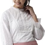 كريف بلوزة شبه شفافة مطبوعة للنساء بلون اوف وايت