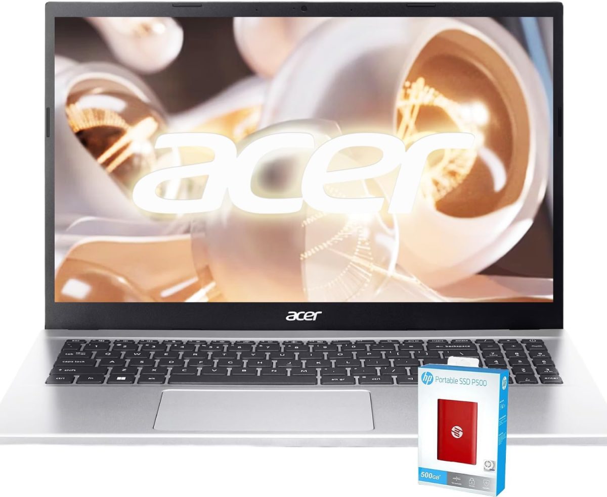 ايسر لابتوب اسباير 3 بشاشة 15.6 انش FHD (1920×1080) ومعالج AMD راديون ثماني النواة AMD رايزن 7-5700U وذاكرة RAM 32GB وSSD 1TB (512GB PCIe SSD مع اتش بي P500 512GB SSD محمول)، واي فاي 6، ويندوز 11 هوم