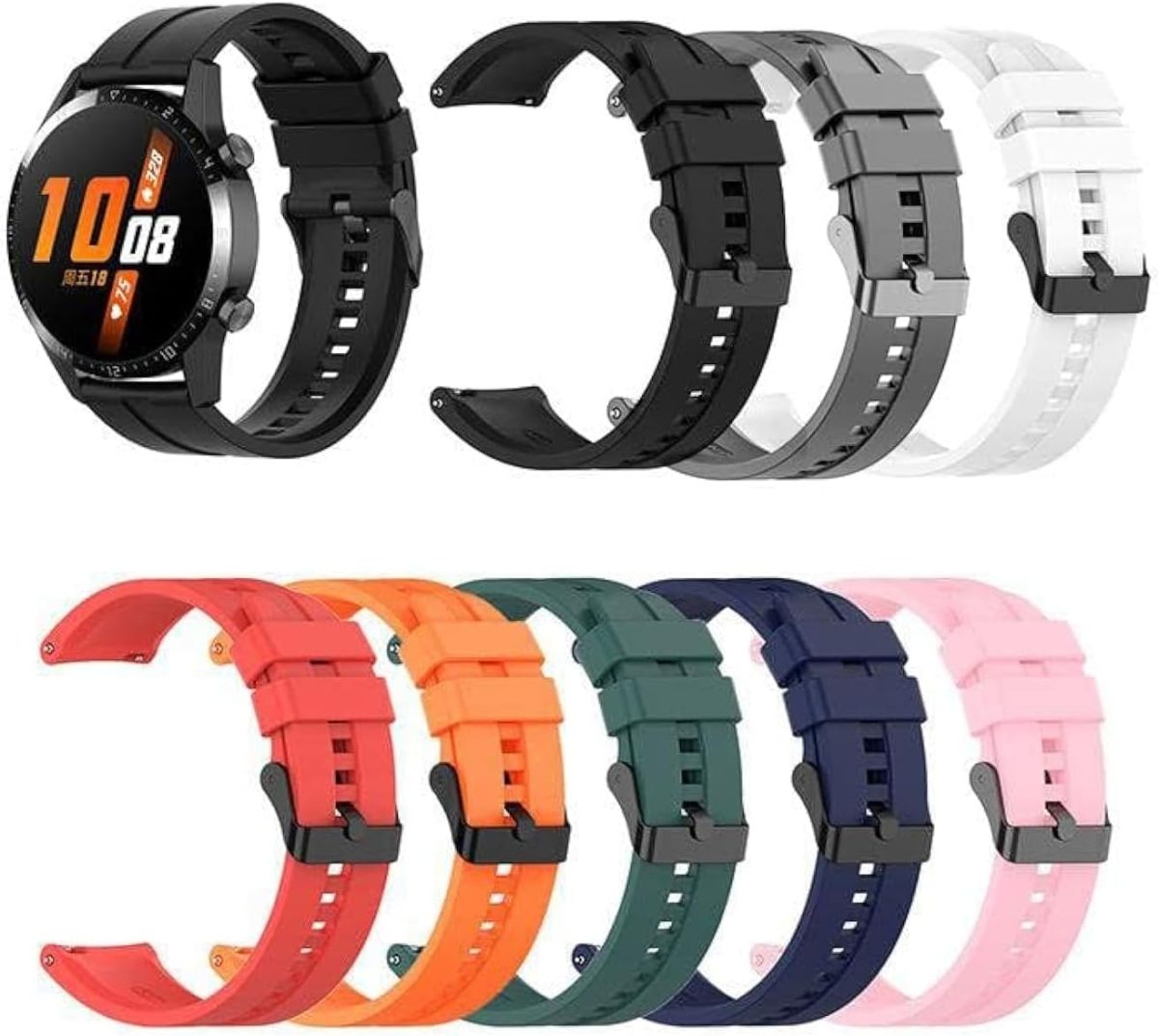 اساور سيليكون مطورة متوافقة مع ساعة هواوي GT4 46 ملم/GT رانر/GT3 42 ملم 46 ملم/GT2 46 ملم/GT2 برو لساعة GT3 46 ملم/ووتش 3/ووتش 3 برو/ووتش بادز
