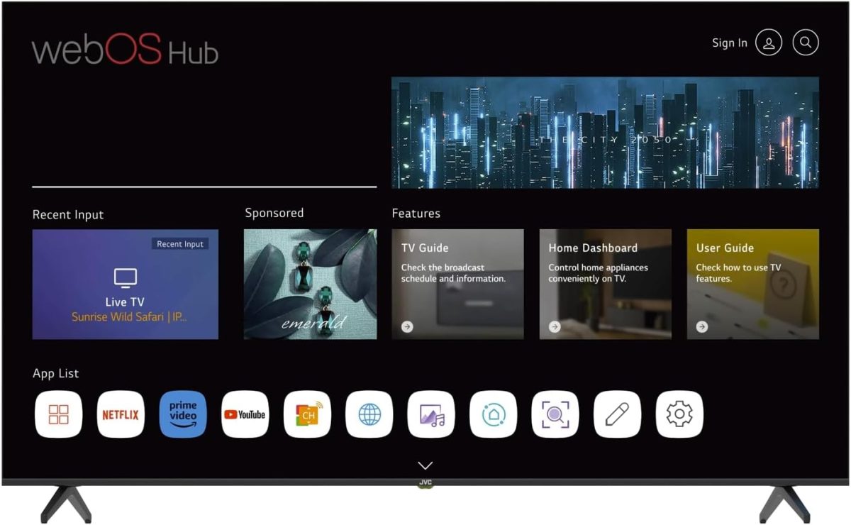 تلفزيون ذكي 85 بوصة بدون حواف بدقة 4K QLED كوانتوم دوت ويب او اس مع جهاز تحكم عن بعد سحري وبلوتوث وصوت دولبي 2024 من جيه في سي - LT-85NQ7155