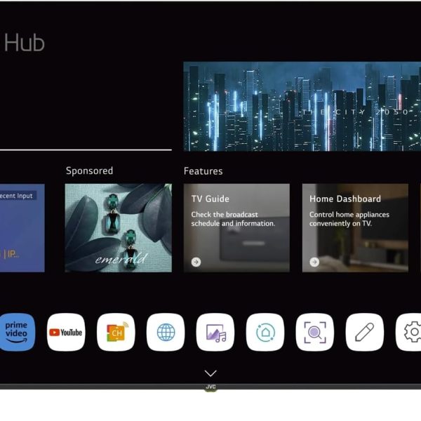 تلفزيون ذكي 85 بوصة بدون حواف بدقة 4K QLED كوانتوم دوت ويب او اس مع جهاز تحكم عن بعد سحري وبلوتوث وصوت دولبي 2024 من جيه في سي - LT-85NQ7155