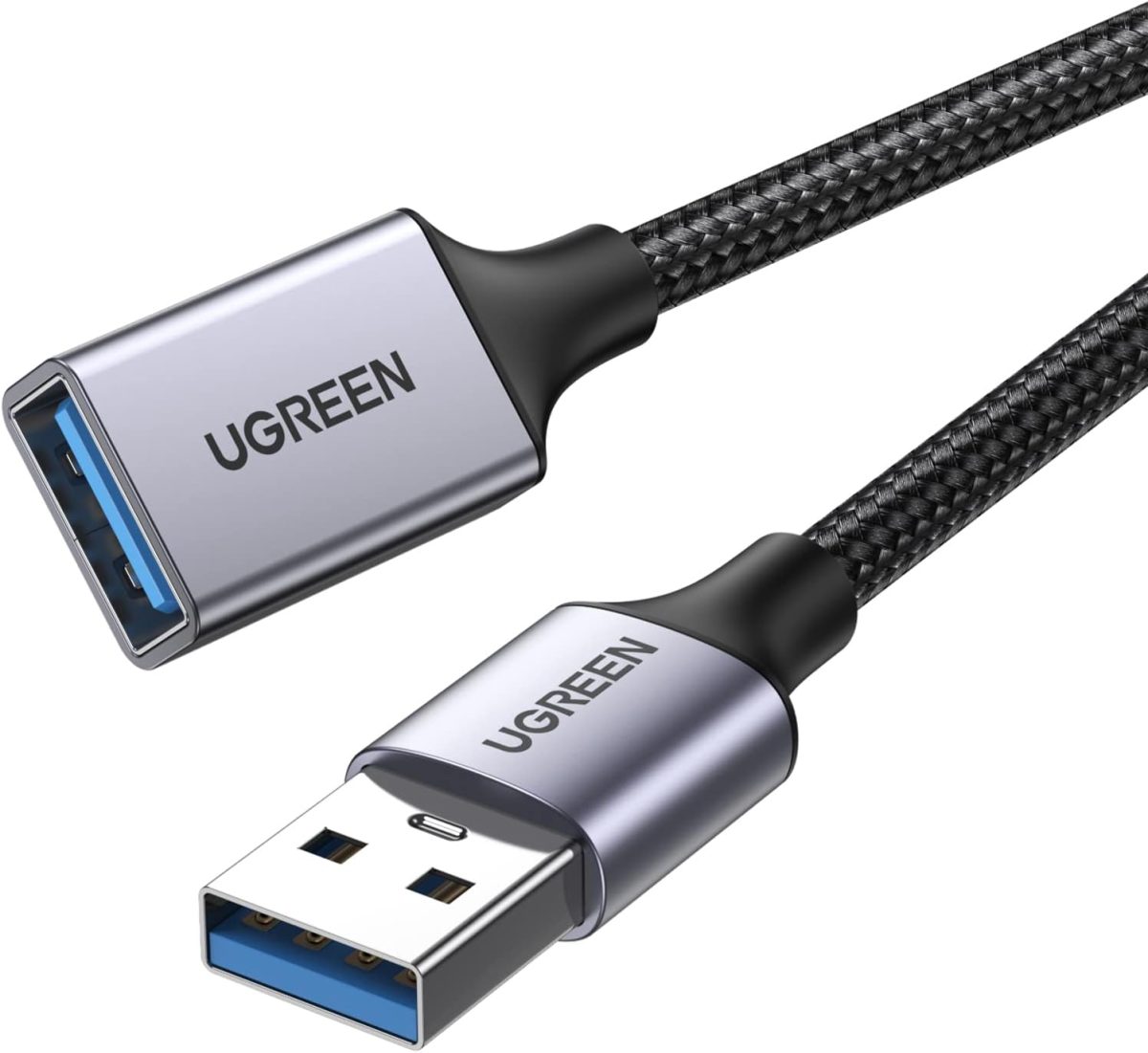 يوجرين كابل تمديد بطول 1M من USB A ذكر إلى أنثى، كابل تمديد USB 3.0 بسرعة نقل بيانات 5Gbps، متوافق مع كاميرا الويب والهاتف والمحور والفأرة ولوحة المفاتيح والقرص الصلب ومحرك أقراص فلاش
