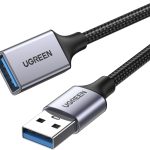 يوجرين كابل تمديد بطول 1M من USB A ذكر إلى أنثى، كابل تمديد USB 3.0 بسرعة نقل بيانات 5Gbps، متوافق مع كاميرا الويب والهاتف والمحور والفأرة ولوحة المفاتيح والقرص الصلب ومحرك أقراص فلاش