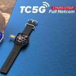 ⁦ساعة ذكية TC5G من تلزيل جيرماني بشاشة عرض كاملة 2.2 انش مع فتحة شريحة اتصال و3 ازواج من الاساور وشاحن لاسلكي للنساء والرجال، اسود⁩ - الصورة ⁦5⁩