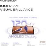 ⁦vivo V30 Lite 5G (Crystal Black, 12GB+12GB RAM, 256GB) 120Hz AMOLED Display | Dual Stereo Speaker | Exclusive Gifts: Earbuds, Fitness Band, Phone Cover, (Renewed)⁩ - الصورة ⁦4⁩