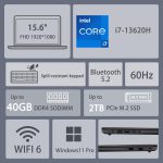 ⁦لينوفو لابتوب في-سيريز V15 للاعمال بشاشة 15.6 انش FHD 1920 × 1080 ومعالج انتل كور i7-13620H جيل 13 وذاكرة RAM 40GB وSSD 1TB وكاميرا ويب وواي فاي 6 وويندوز 11 برو، اسود مع اي داتا 512GB SSD خارجي⁩ - الصورة ⁦2⁩