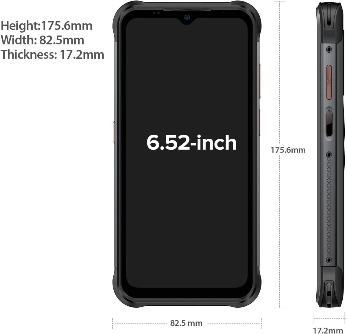 ⁦يوليفون جوال باور ارمور 14 برو، 10000mAh، ذاكرة RAM 8GB وروم 128GB، شحن لاسلكي، اندرويد 12، شريحة اتصال 4G، مقاوم للماء IP68/69K، التعرف على الوجه+بصمة ان اف سي، اصدار المملكة المتحدة⁩ - الصورة ⁦3⁩