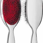 فرشاة شعر مضادة للكهرباء الساكنة من تزويق، فرشاة تمديد للتدليك والتدليك، فرشاة نايلون لفك تشابك الشعر الكثيف والمموج (فضي)