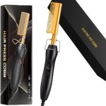 مشط كهربائي ساخن من سمارت جريست، مشط فرد الشعر بدرجة حرارة عالية 450 درجة فهرنهايت، مشط ضغط للشعر المستعار الاسود مع حافظة مضادة للحروق، جهد مزدوج وايقاف تلقائي 60 دقيقة