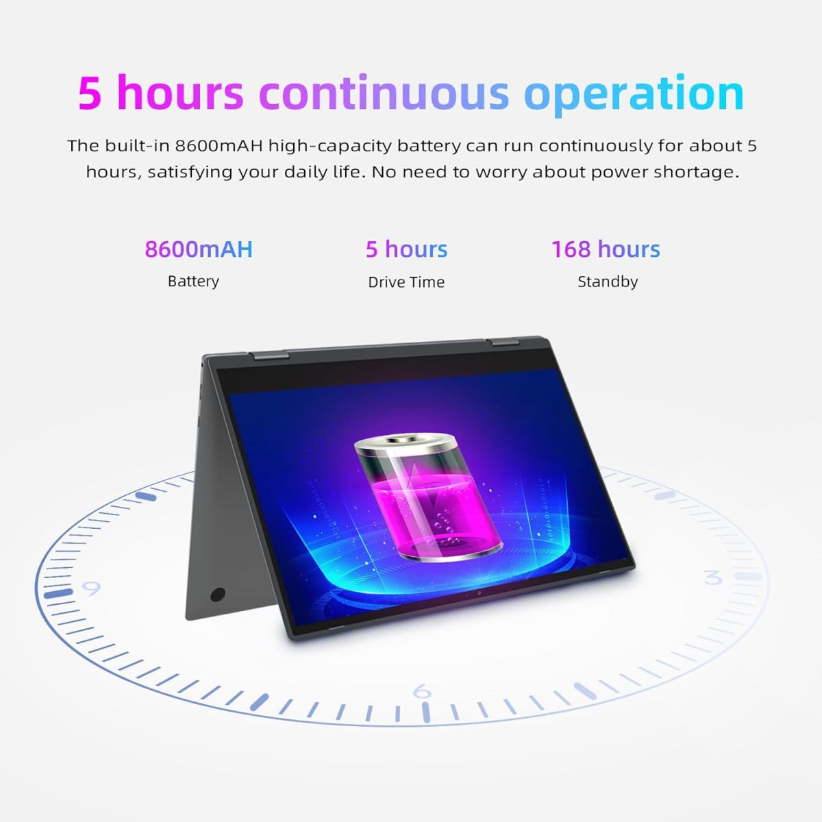 ⁦Morostron Touchscreen Laptop 13.3 Inch Notebook 2 in 1.16G RAM 256G SSD, Intel Celeron N5100 Quad Core, FHD IPS Panel, WiFi, Bluetooth 4.2, Full Metal⁩ - الصورة ⁦7⁩