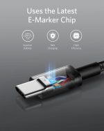 ⁦انكر كيبل USB C الى USB C (6 قدم، عبوتان)، سلك شاحن نوع C 100 واط للشحن السريع لسلسلة ايفون 16، ماك بوك برو 2020، بكسل والمزيد (USB 2.0، اسود)⁩ - الصورة ⁦3⁩