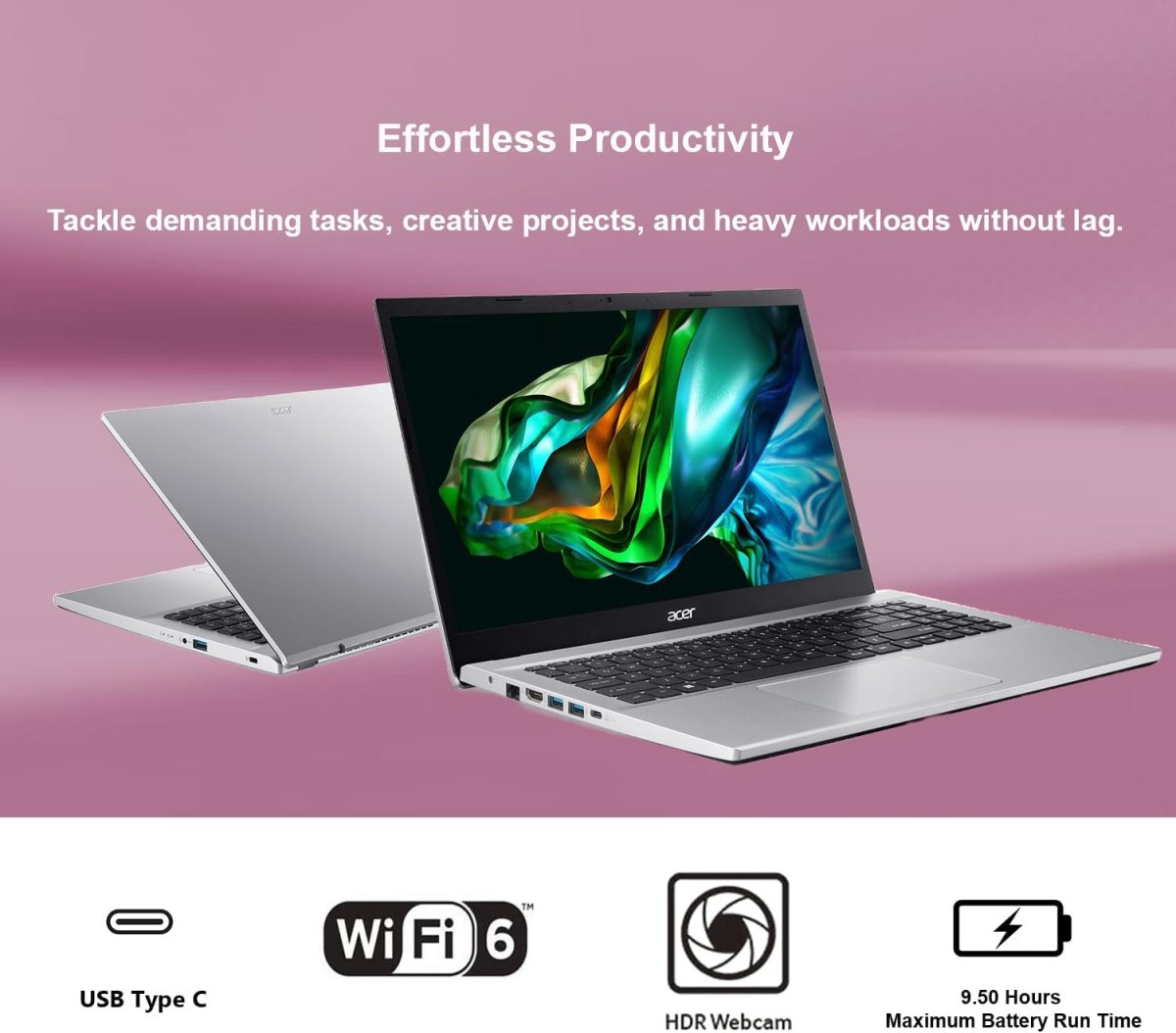 ⁦ايسر لابتوب اسباير 3 بشاشة 15.6 انش FHD (1920×1080) ومعالج AMD راديون ثماني النواة AMD رايزن 7-5700U وذاكرة RAM 32GB وSSD 1TB (512GB PCIe SSD مع اتش بي P500 512GB SSD محمول) منفذ ايثرنت وويندوز 11 برو⁩ - الصورة ⁦3⁩