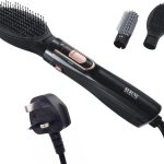 ريبون فرشاة مجفف الشعر RE-2025-2Plus بقدرة 1200 واط 3 في 1 لتصفيف الشعر بالهواء الساخن وتجعيده بسرعة (3 ثوان) مصفف شعر مع فرشتين/اسود