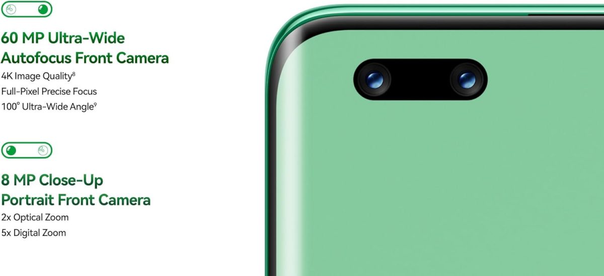 ⁦هواوي هاتف ذكي نوفا 11 برو، شاشة منحنية OLED 6.75 انش، كاميرا امامية الترا بورتريه مزدوجة 60 ميجابكسل، زجاج كونلون متين، تصوير فائق الرؤية 50 ميجابكسل، شحن فائق توربو 100 واط، 8GB+256GB، اخضر⁩ - الصورة ⁦4⁩