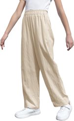 ⁦سانجتري بنطلون واسع الساق للبنات والنساء خفيف الوزن كاجوال مرن عالي الخصر بقصة ساق مستقيمة، مناسب لعمر 4 سنوات - للنساء مقاس 2XL⁩ - الصورة ⁦3⁩