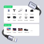 ⁦يوجرين كابل تمديد بطول 1M من USB A ذكر إلى أنثى، كابل تمديد USB 3.0 بسرعة نقل بيانات 5Gbps، متوافق مع كاميرا الويب والهاتف والمحور والفأرة ولوحة المفاتيح والقرص الصلب ومحرك أقراص فلاش⁩ - الصورة ⁦7⁩