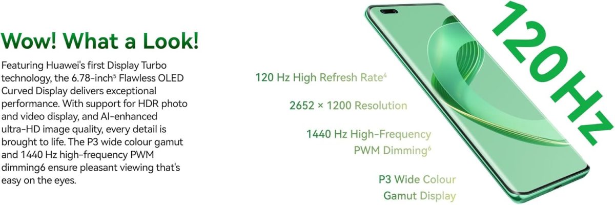 ⁦هواوي هاتف ذكي نوفا 11 برو، شاشة منحنية OLED 6.75 انش، كاميرا امامية الترا بورتريه مزدوجة 60 ميجابكسل، زجاج كونلون متين، تصوير فائق الرؤية 50 ميجابكسل، شحن فائق توربو 100 واط، 8GB+256GB، اخضر⁩ - الصورة ⁦5⁩