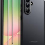 جيتك جراب 3 في 1 غير لامع لموبايل سامسونج جالاكسي A56 شبكة الجيل الخامس 5G مع قطعتين من واقي الشاشة من الزجاج المقوى، غطاء جوال شفاف مقاوم للصدمات مع حماية للكاميرا (اسود)