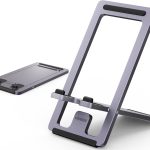 يوجرين حامل موبايل محمول قابل للتعديل للمكتب، قابل للطي والتعديل، زاوية عرض ثابتة، مصنوع من خليط معدني مناسب لجميع الموبايلات ايفون 16 برو ماكس اس 25 الترا