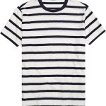 تي شيرت كلاسيكي مخطط برقبة دائرية ضيقة واكمام قصيرة للجنسين من قطونيا، بلوزة كاجوال S-XXL (180 غرام لكل متر مربع)