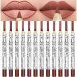 مجموعة اقلام تحديد شفاه مات من 12 لون من ازوني، قلم تحديد شفاه مقاوم للبهتان يدوم طويلا، مجموعة اقلام تحديد شفاه احترافية، ثابتة ولكنها ناعمة، كونتور وخط سهل