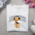 ⁦تي شيرت مطبوع عليه صورة دب جميل من كوزكان، قطن ابيض، كم قصير، تي شيرت للرجال والنساء، تي شيرت خفيف الوزن وجيد التهوية⁩ - الصورة ⁦2⁩