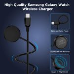 ⁦شاحن ساعة سامسونج بمنفذ USB C للشحن السريع لساعة سامسونج جالكسي 8/8 كلاسيك/7/6 كلاسيك/6/5 برو/5/4/4 كلاسيك/3/اكتيف 2/اكتيف 1، قاعدة شحن لاسلكية مغناطيسية مع سلك كابل من النوع C بطول 3 قدم⁩ - الصورة ⁦6⁩