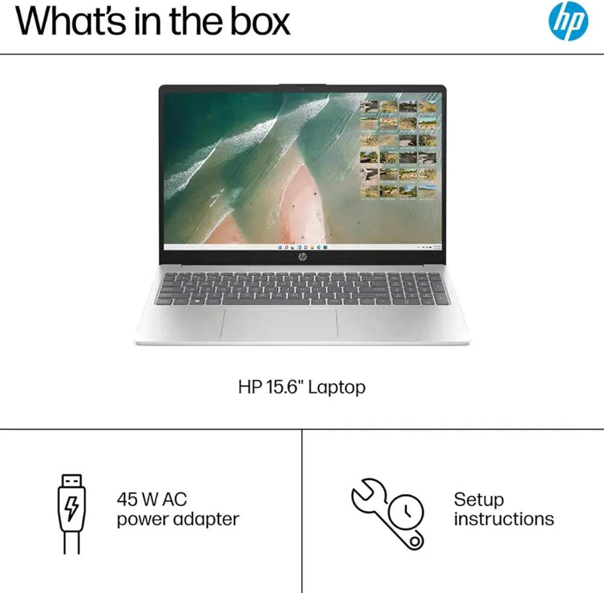 ⁦HP لابتوب بشاشة لمس HD 15.6 انش ومعالج انتل كور i3-1215U سداسي النواة الجيل 12 وذاكرة RAM 16GB وSSD 512GB وبطاقة عرض مرئي lntel UHD وواي فاي 6E وبلوتوث وويندوز 11 S، فضي طبيعي، اكسسوارات ماوس⁩ - الصورة ⁦5⁩