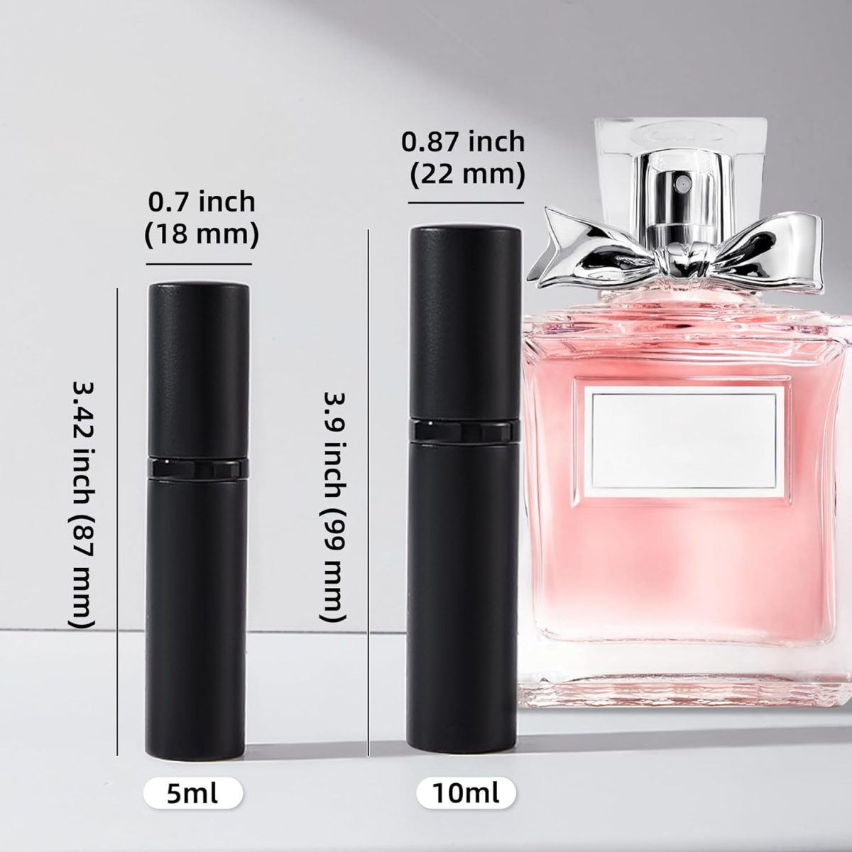 ⁦بخاخ عطر AA01BK من مويلساي، زجاجة عطر قابلة لاعادة الملء بسعة 0.34 اونصة، موزع كولونيا محمول للجيب مناسب للسفر والعطلات واعياد الميلاد والذكرى السنوية (اسود 10 مل)⁩ - الصورة ⁦6⁩