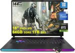 MSI لابتوب العاب GE68HX من رايدر، شاشة 16 انش FHD+ IPS 144Hz ومعالج انتل 24 كور i9-14900HX و64GB DDR5 و1TB SSD وبطاقة جيفورس RTX 4070 واضاءة خلفية RGB وثاندربولت 4 ديناوديو وكاميرا خصوصية FHD بالاشعة