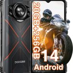 دوجي هاتف ذكي اس سايبر 4G متين اندرويد 14، 20GB + 256GB مقاوم للماء، شاشة 6.58 انش HD+، بطارية 10800mAh، كاميرا ذكاء اصطناعي 50MP، شريحتين اتصال/او تي جي/جي بي اس/ان اف سي (احمر)