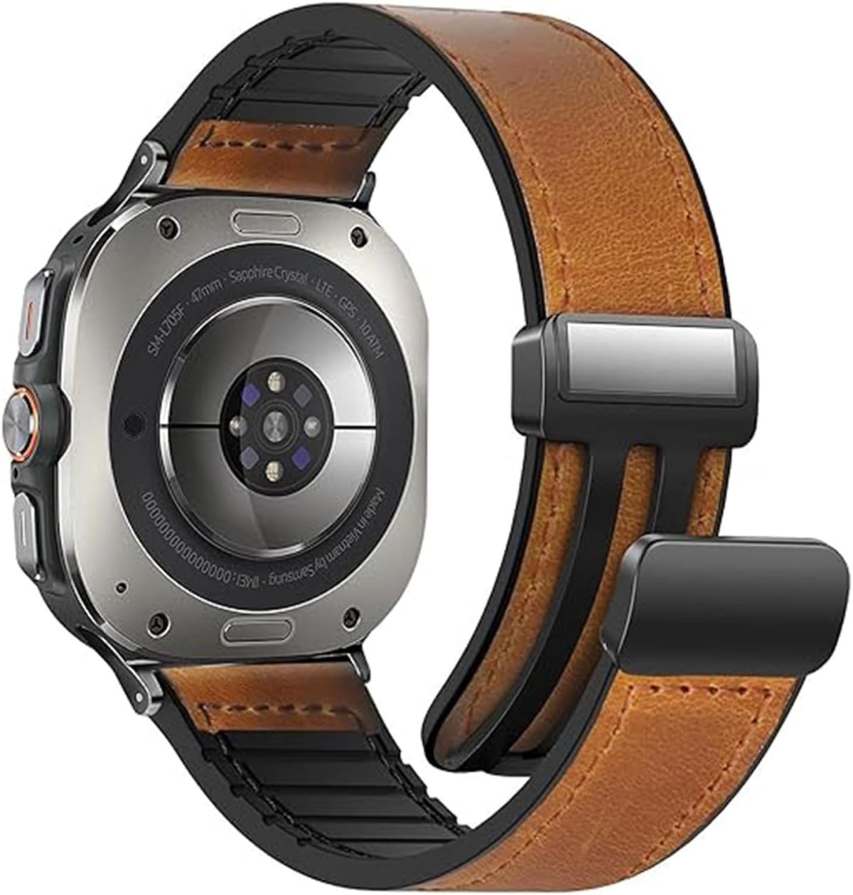 UMK Magnetic Leather Watch Band Compatible With Galaxy Watch Ultra 47mm (2024) Magnetic Buckle Design Adjustable Classic Wristbands Accessories Replacement Straps With Men and Women