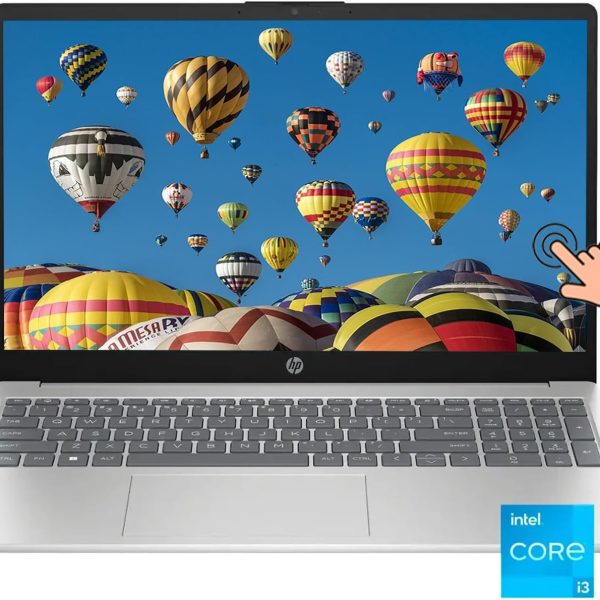 HP لابتوب بشاشة لمس HD 15.6 انش ومعالج انتل كور i3-1215U سداسي النواة الجيل 12 وذاكرة RAM 16GB وSSD 512GB وبطاقة عرض مرئي lntel UHD وواي فاي 6E وبلوتوث وويندوز 11 S، فضي طبيعي، اكسسوارات ماوس