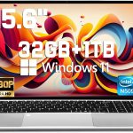 لابتوب انبكوير 2025 الاحدث ويندوز 11 15.6 انش، 1TB SSD، ذاكرة RAM ثنائية القناة 32GB، معالج رباعي النواة (بحد اقصى 2.9GHz)، شاشة FHD 1080P، كيبورد باضاءة خلفية، بصمة اصبع، كاميرا ويب، ميني HDMI، WiFi5