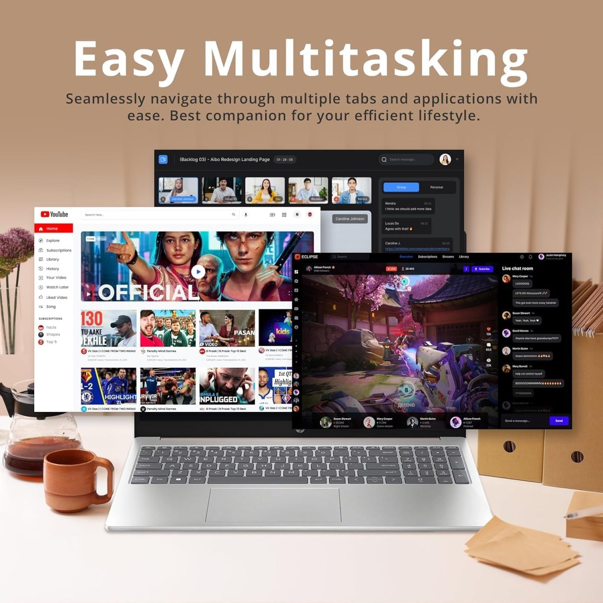 ⁦HP لابتوب بشاشة لمس 17 انش بالذكاء الاصطناعي بمعالج انتل i7-150U 10 كور بيت i7-1355U وكيبورد باضاءة خلفية وويندوز 11 واوفيس 365 لمدة عام وكلية العمل (64GB RAM و2TB PCIe SSD)⁩ - الصورة ⁦4⁩